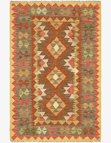 3' 3 x 5' Hand Woven Kilim Maymana Wool Rug