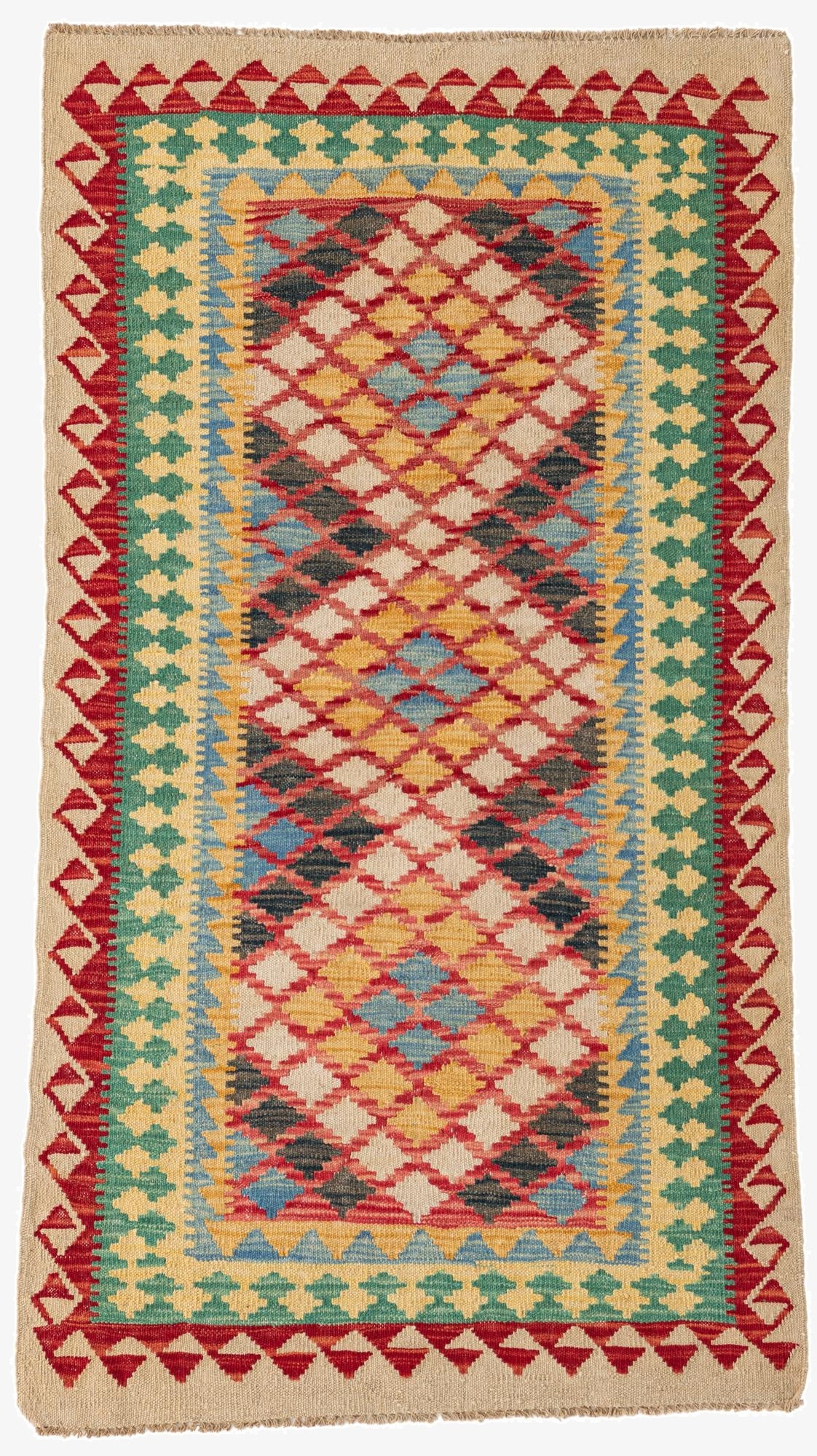 3' 2 x 5' 9  Hand Woven Kilim Maymana Wool Rug