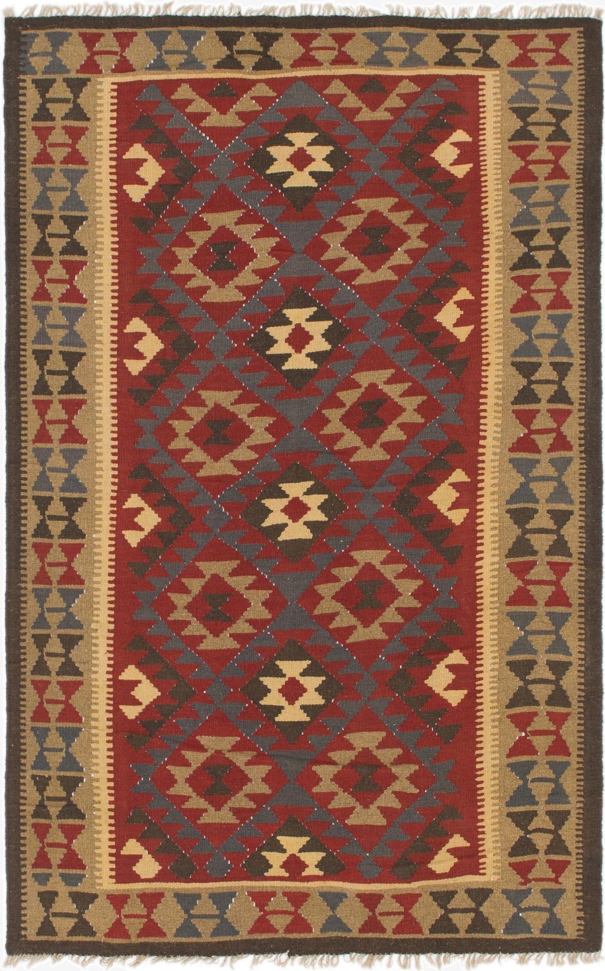 5' 2 x 8' 3  Hand Woven Kilim Maymana Wool Rug