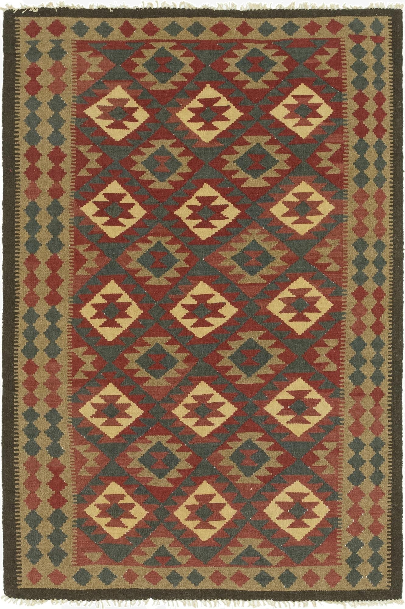 5' 2 x 8' 2  Hand Woven Kilim Maymana Wool Rug