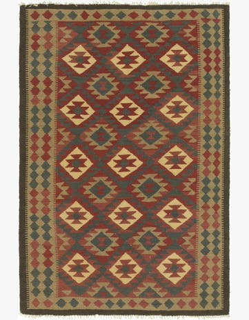 5' 2 x 8' 2 Hand Woven Kilim Maymana Wool Rug