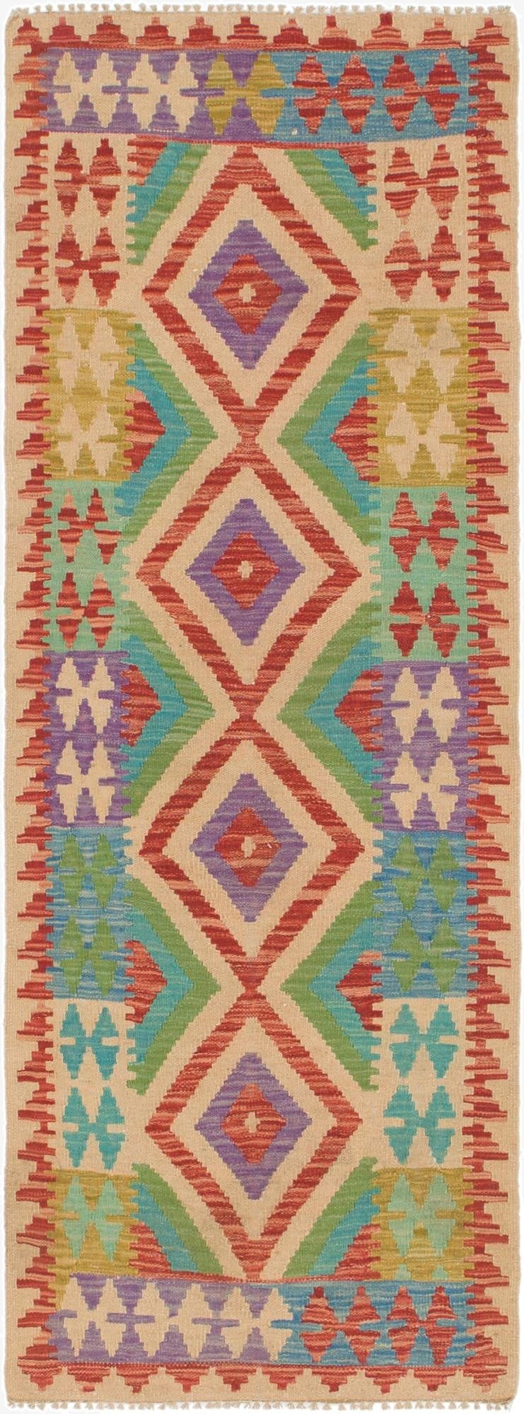 2' 4 x 6' 6  Hand Woven Kilim Maymana Wool Rug