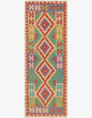 2' 4 x 6' 6 Hand Woven Kilim Maymana Wool Rug