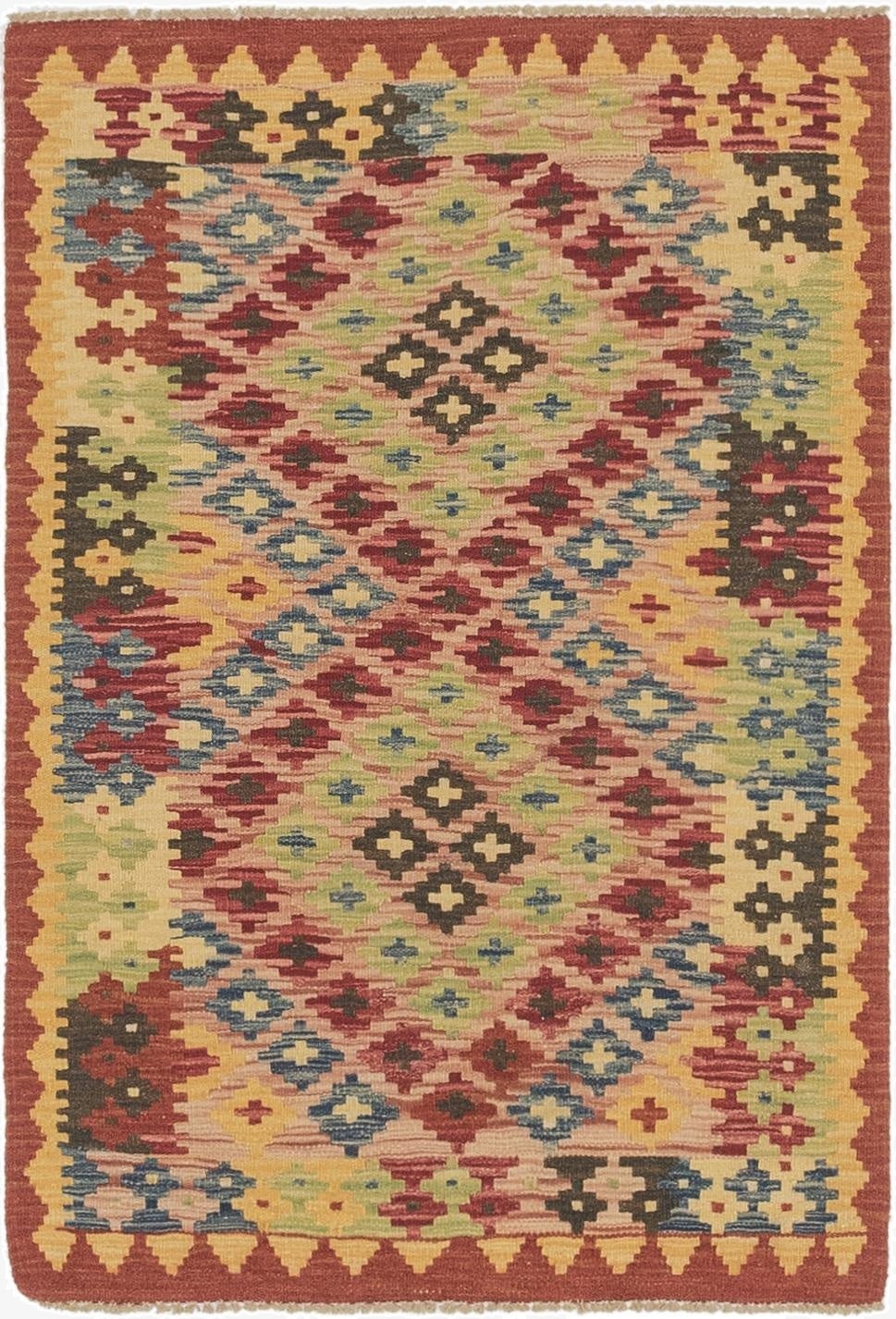 2' 10 x 4' 2  Hand Woven Kilim Maymana Wool Rug