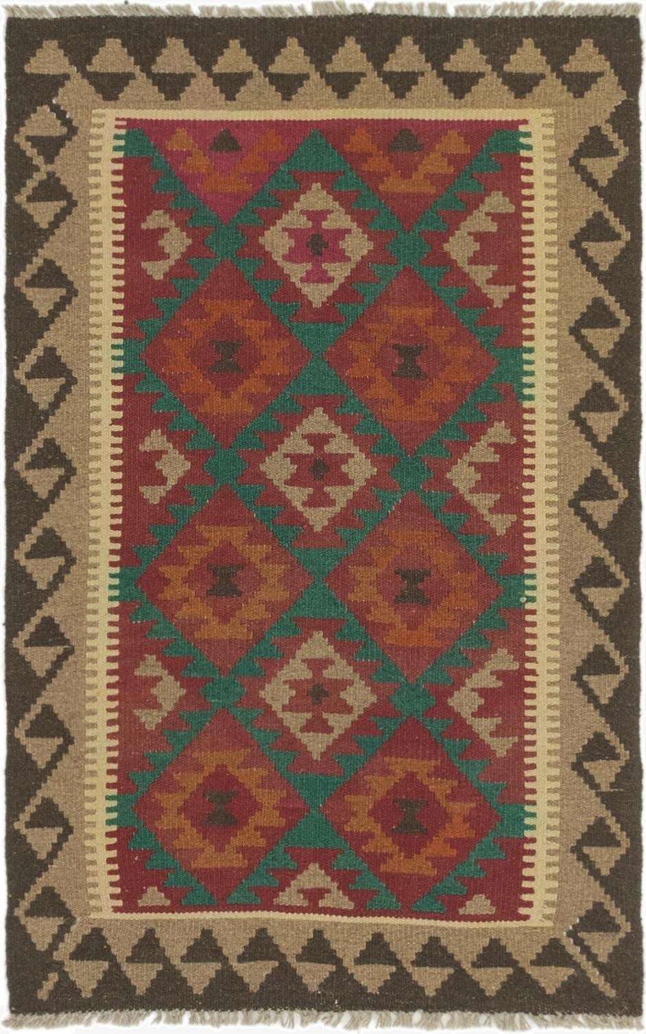 2' 10 x 4' 6  Hand Woven Kilim Maymana Wool Rug