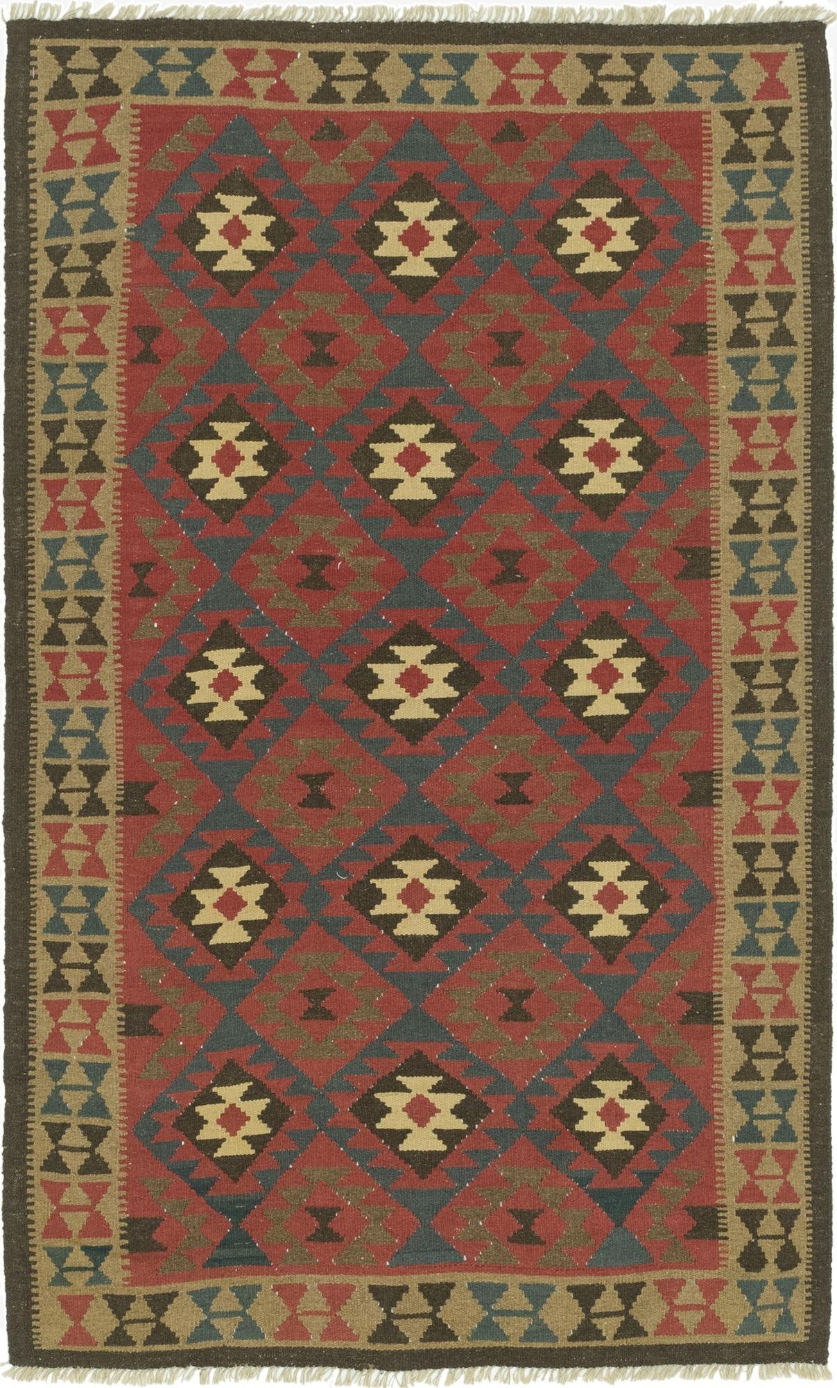 5' x 8' 5  Hand Woven Kilim Maymana Wool Rug