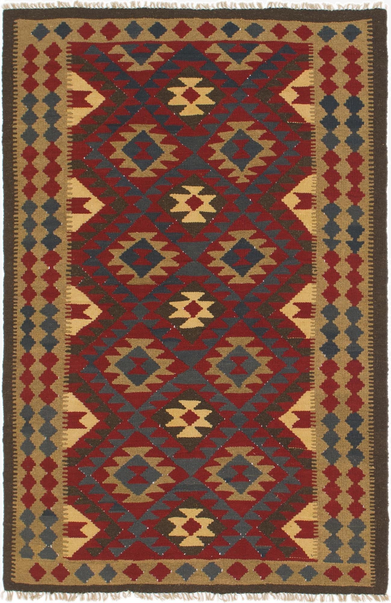 5' 2 x 8' 2  Hand Woven Kilim Maymana Wool Rug