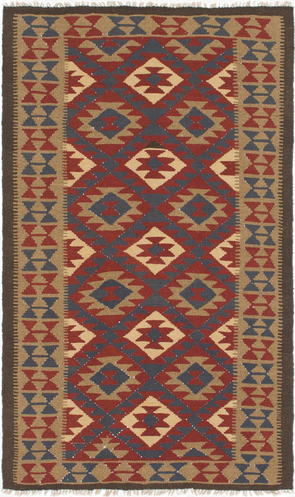 4' 9 x 8' 4  Hand Woven Kilim Maymana Wool Rug