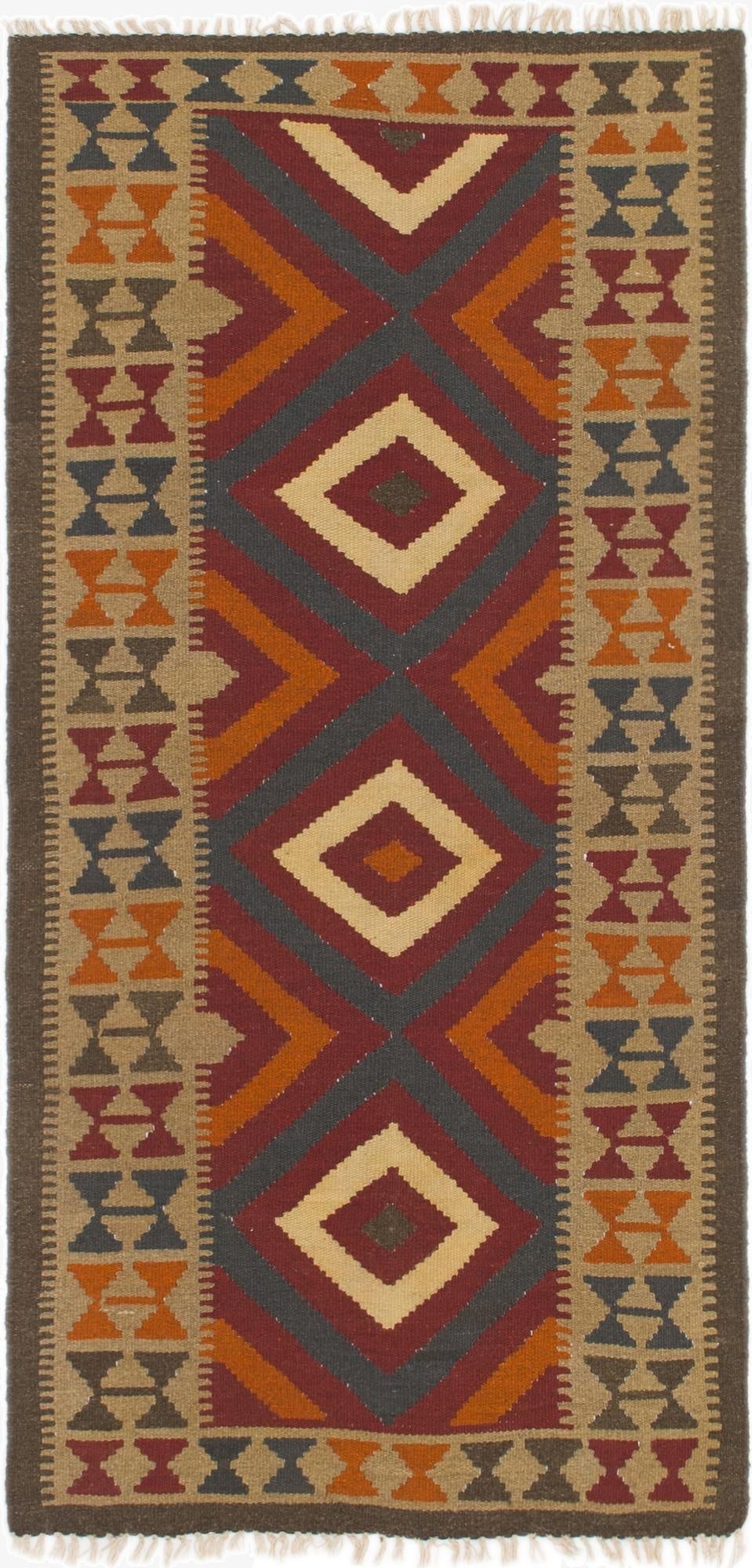 3' 2 x 6' 6  Hand Woven Kilim Maymana Wool Rug