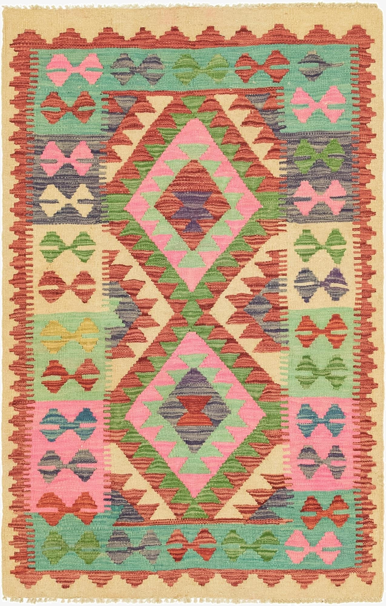 3' 1 x 5' 1  Hand Woven Kilim Maymana Wool Rug