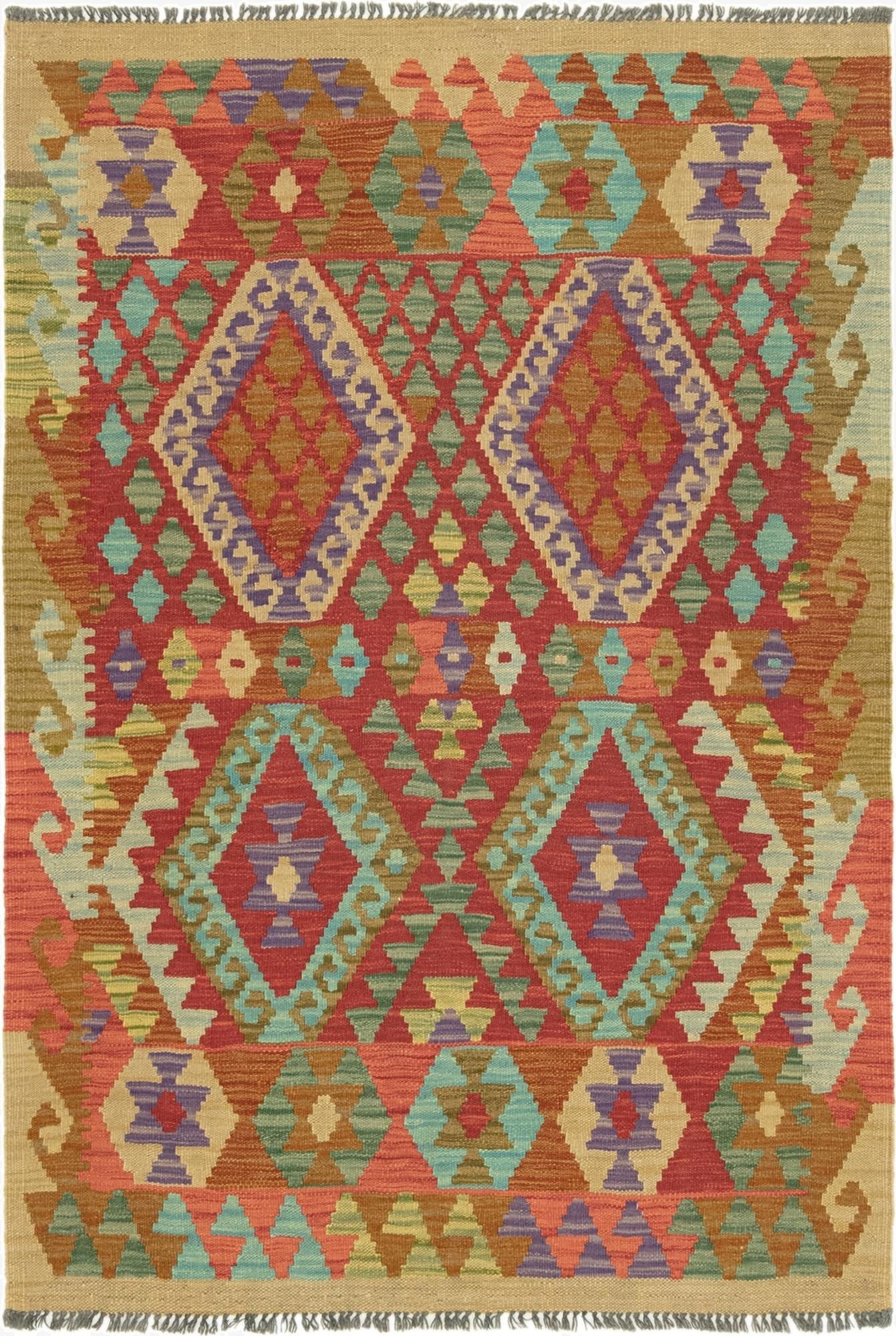3' 5 x 5' 1  Hand Woven Kilim Maymana Wool Rug