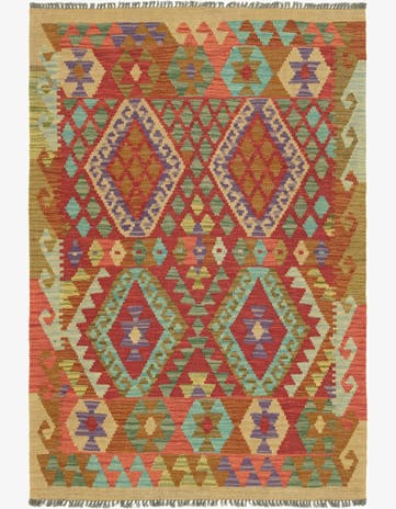 3' 5 x 5' 1 Hand Woven Kilim Maymana Wool Rug