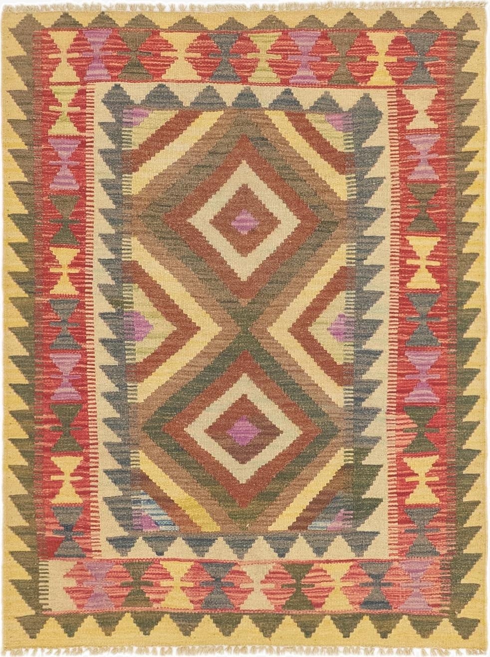 3' x 3' 10  Hand Woven Kilim Maymana Wool Rug