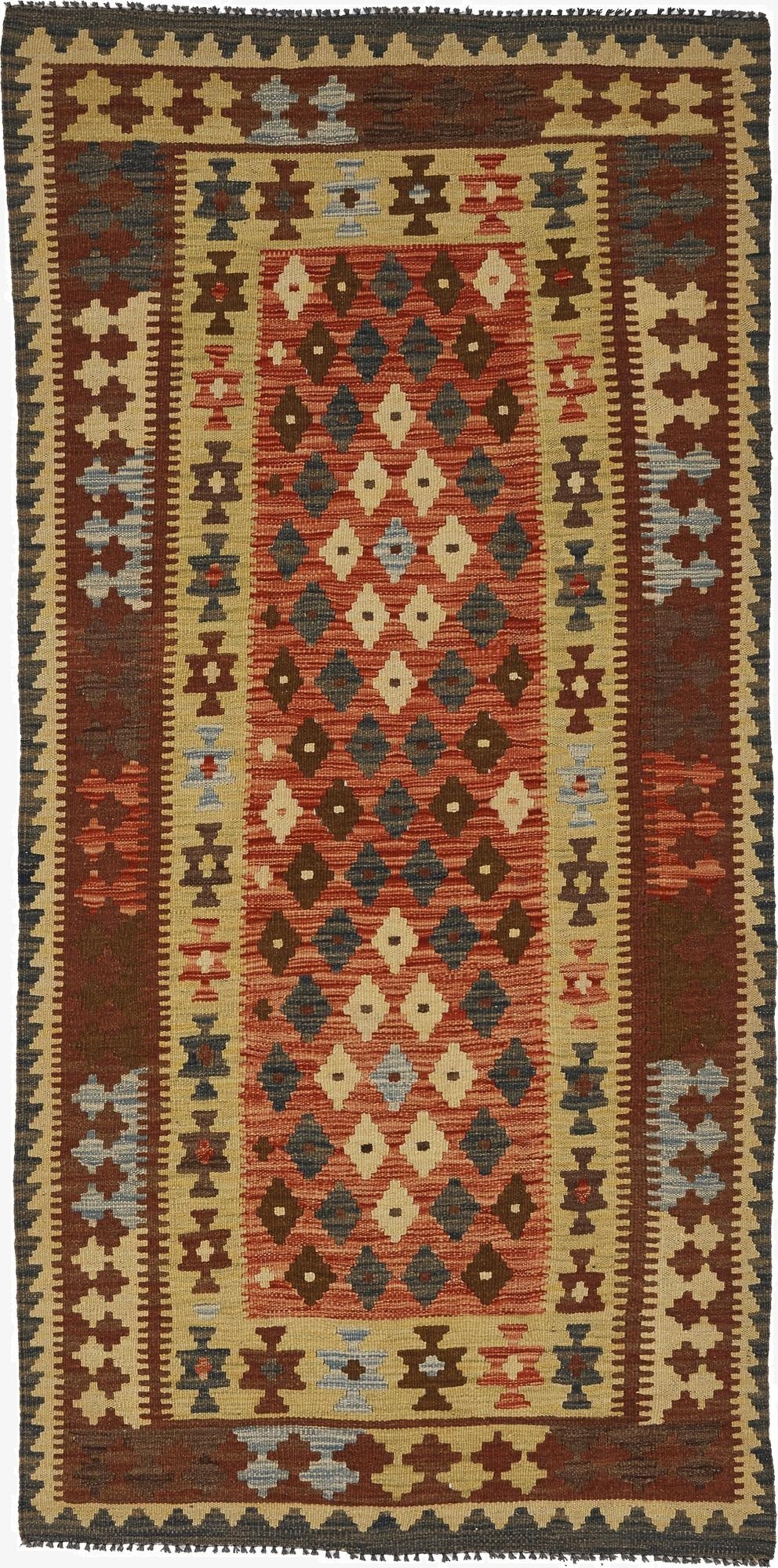 3' 2 x 6' 6  Hand Woven Kilim Maymana Wool Rug