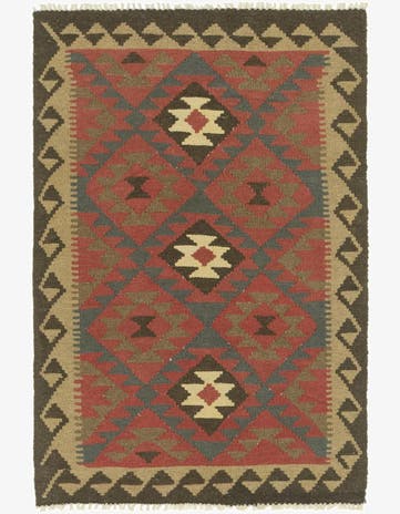 3' 3 x 5' Hand Woven Kilim Maymana Wool Rug