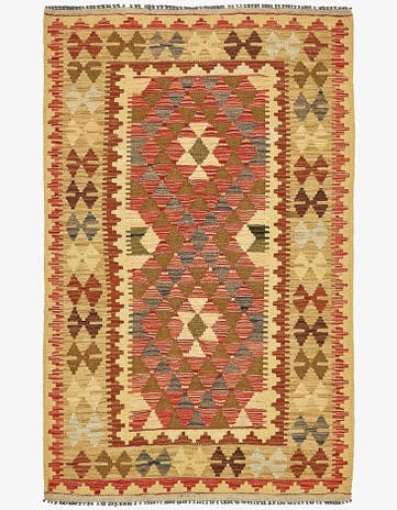3' 3 x 5' Hand Woven Kilim Maymana Wool Rug