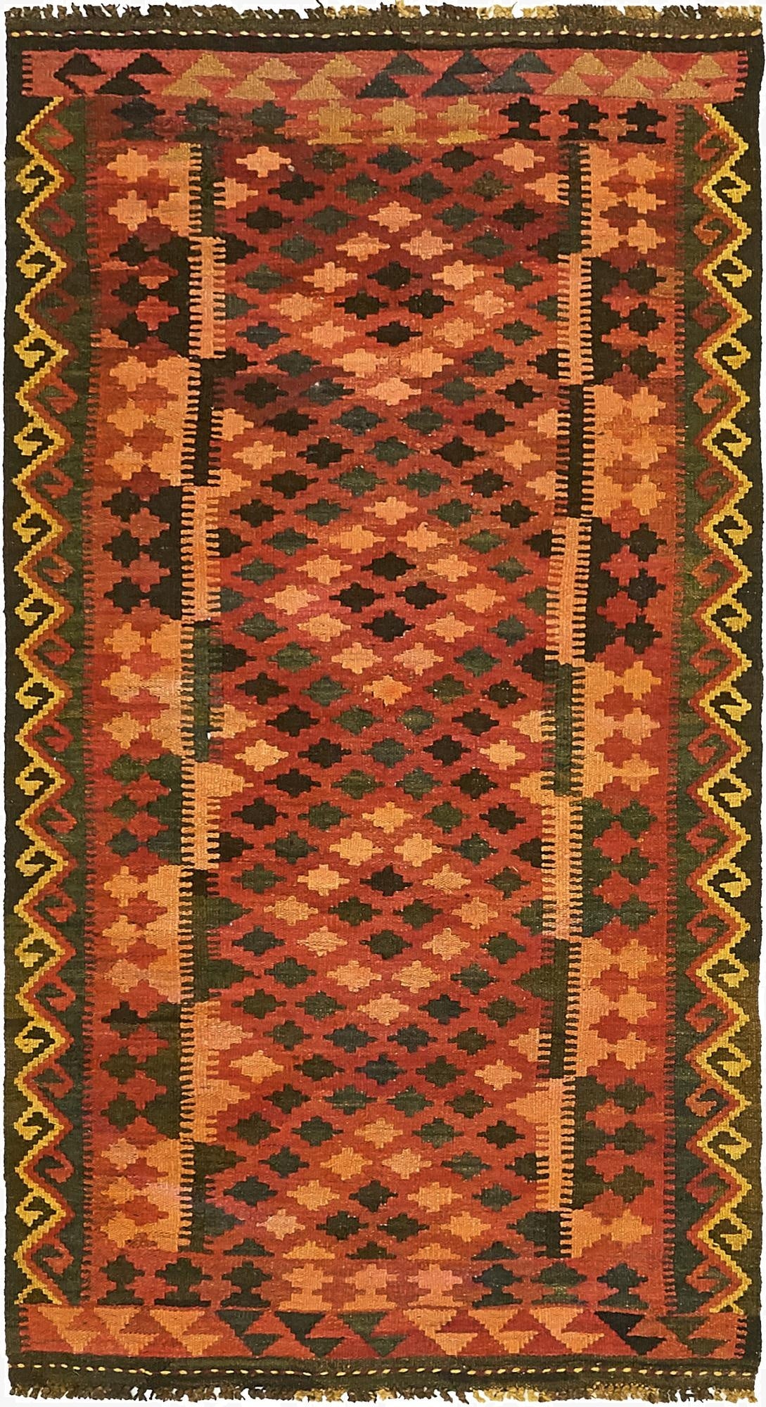 3' 2 x 6' 2  Hand Woven Kilim Maymana Wool Rug