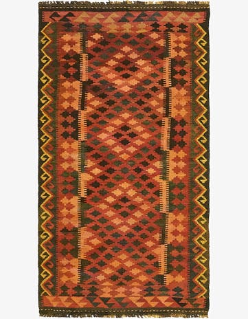 3' 2 x 6' 2 Hand Woven Kilim Maymana Wool Rug