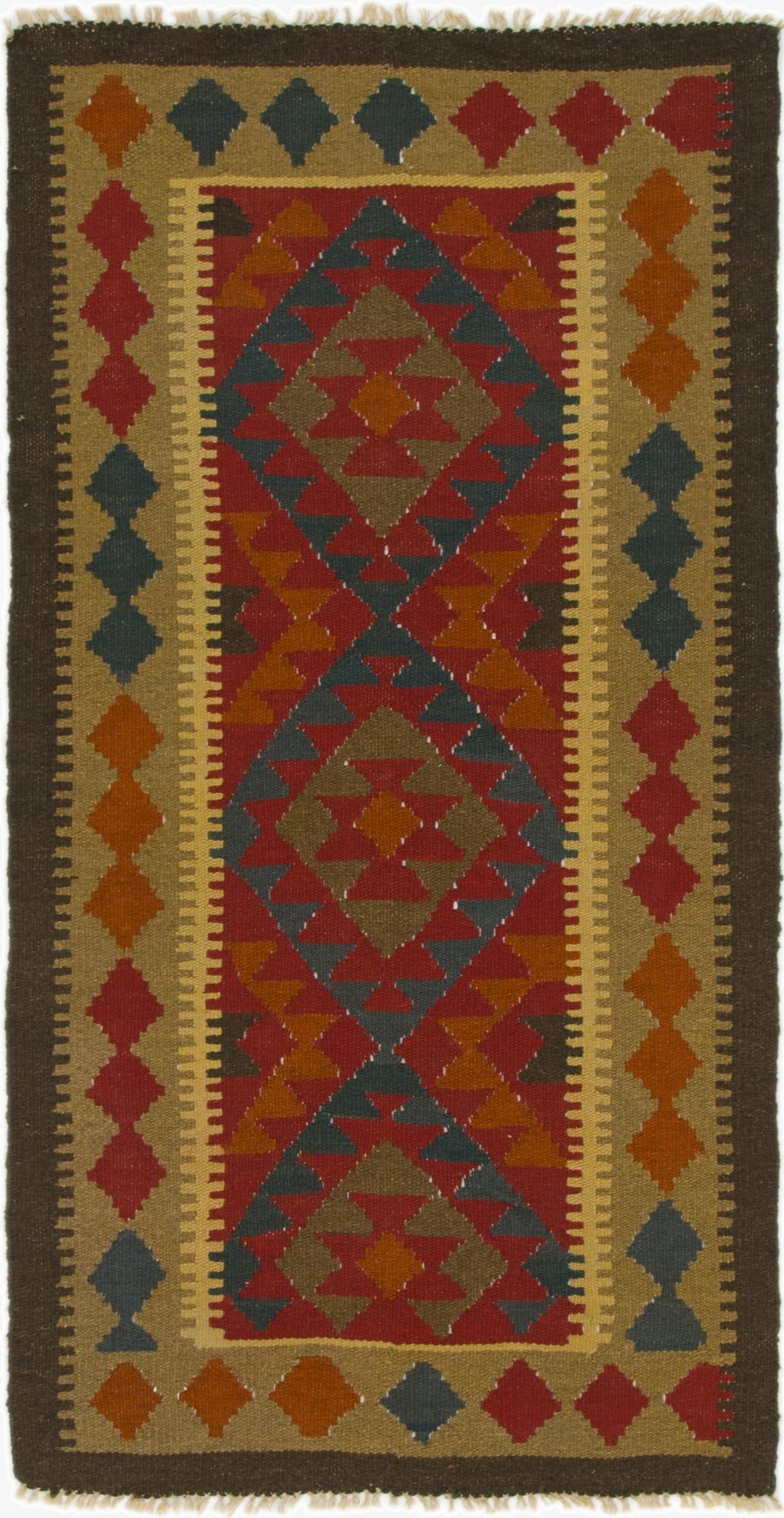 3' 2 x 6'  Hand Woven Kilim Maymana Wool Rug