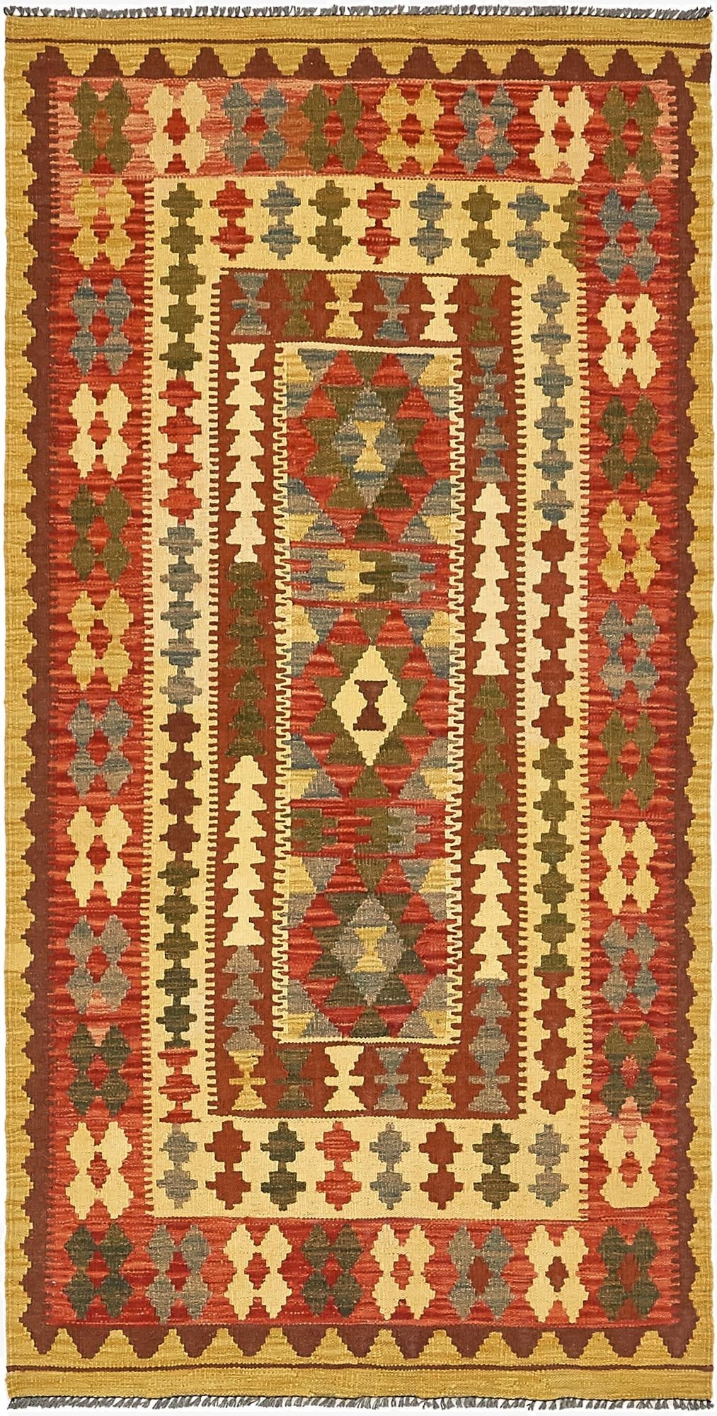 3' 3 x 6' 5  Hand Woven Kilim Maymana Wool Rug