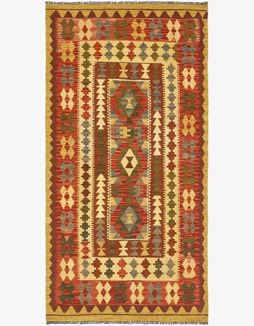 3' 3 x 6' 5 Hand Woven Kilim Maymana Wool Rug