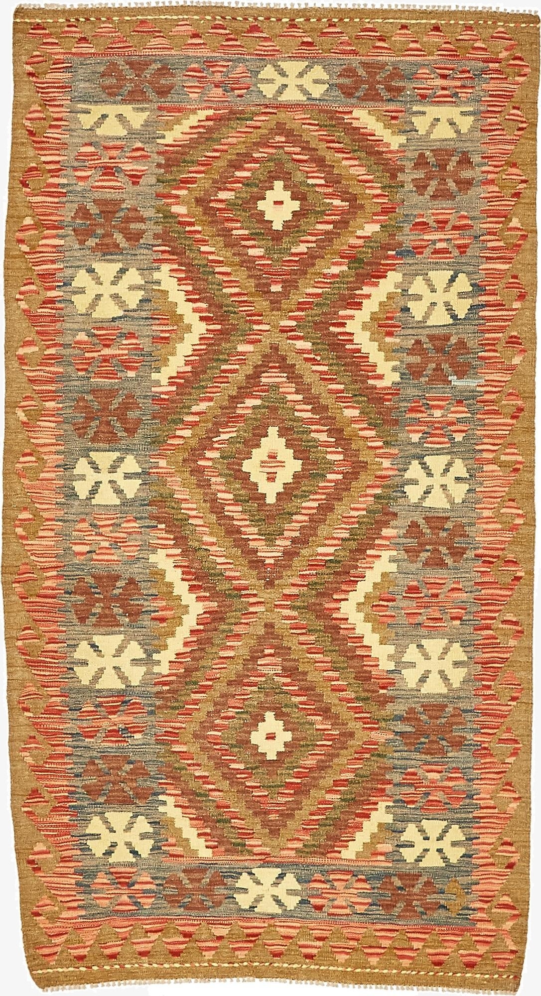 3' 7 x 6' 8  Hand Woven Kilim Maymana Wool Rug
