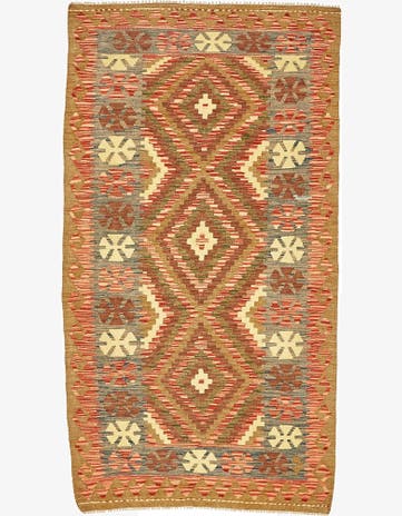 3' 7 x 6' 8 Hand Woven Kilim Maymana Wool Rug