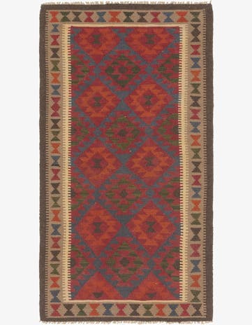 3' 6 x 6' 5 Hand Woven Kilim Maymana Wool Rug