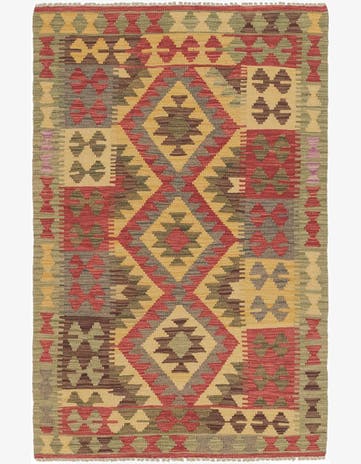 3' 3 x 5' Hand Woven Kilim Maymana Wool Rug