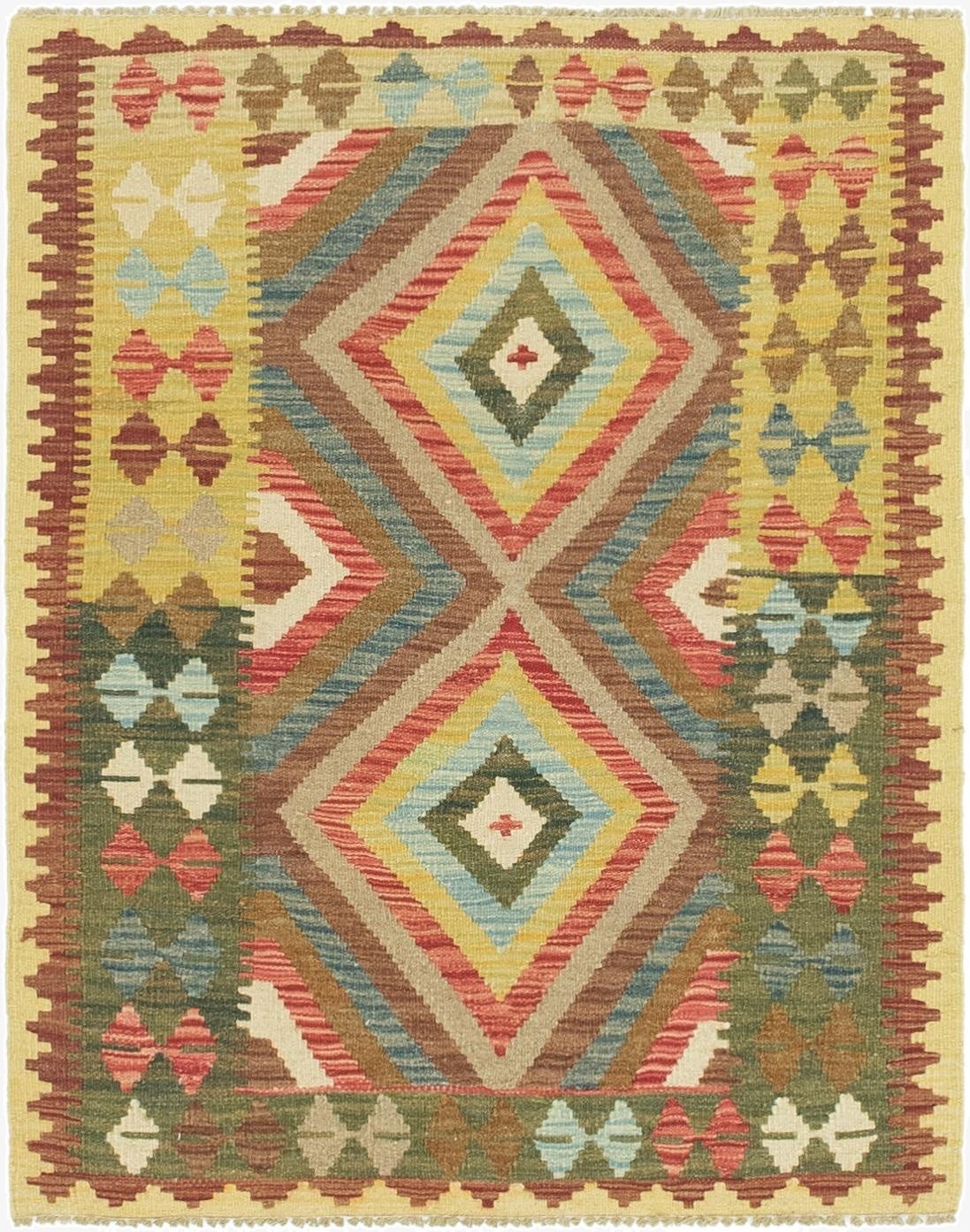 3' 2 x 4'  Hand Woven Kilim Maymana Wool Rug
