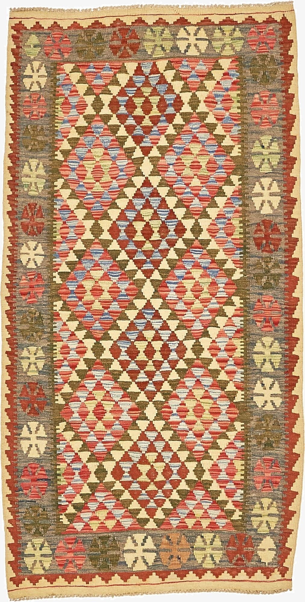 3' 2 x 6' 3  Hand Woven Kilim Maymana Wool Rug