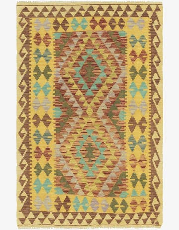 3' 3 x 5' Hand Woven Kilim Maymana Wool Rug