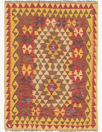 3' x 4' 3 Hand Woven Kilim Maymana Wool Rug