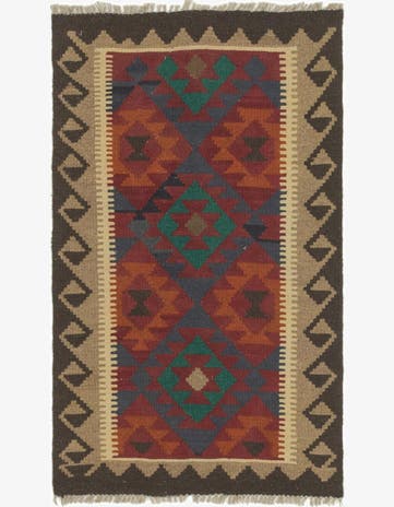 2' 7 x 4' 4 Hand Woven Kilim Maymana Wool Rug
