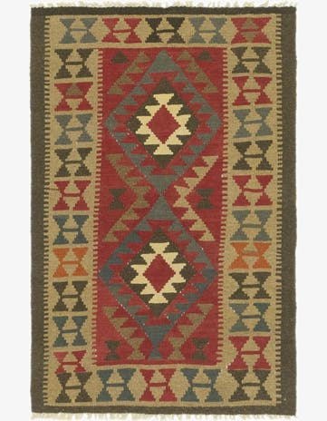 3' 2 x 4' 8 Hand Woven Kilim Maymana Wool Rug