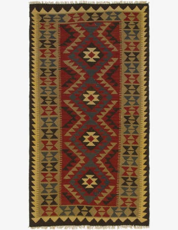 3' 6 x 6' 7 Hand Woven Kilim Maymana Wool Rug