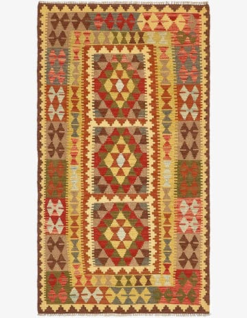 3' 5 x 6' 5 Hand Woven Kilim Maymana Wool Rug