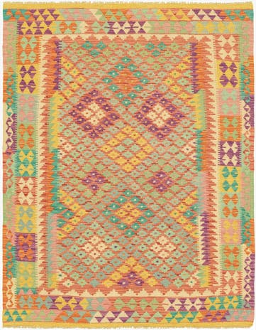 4' 9 x 6' 3 Hand Woven Kilim Maymana Wool Rug
