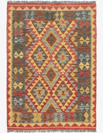 3' 6 x 5' Hand Woven Kilim Maymana Wool Rug