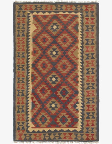 5' x 8' 5 Hand Woven Kilim Maymana Wool Rug