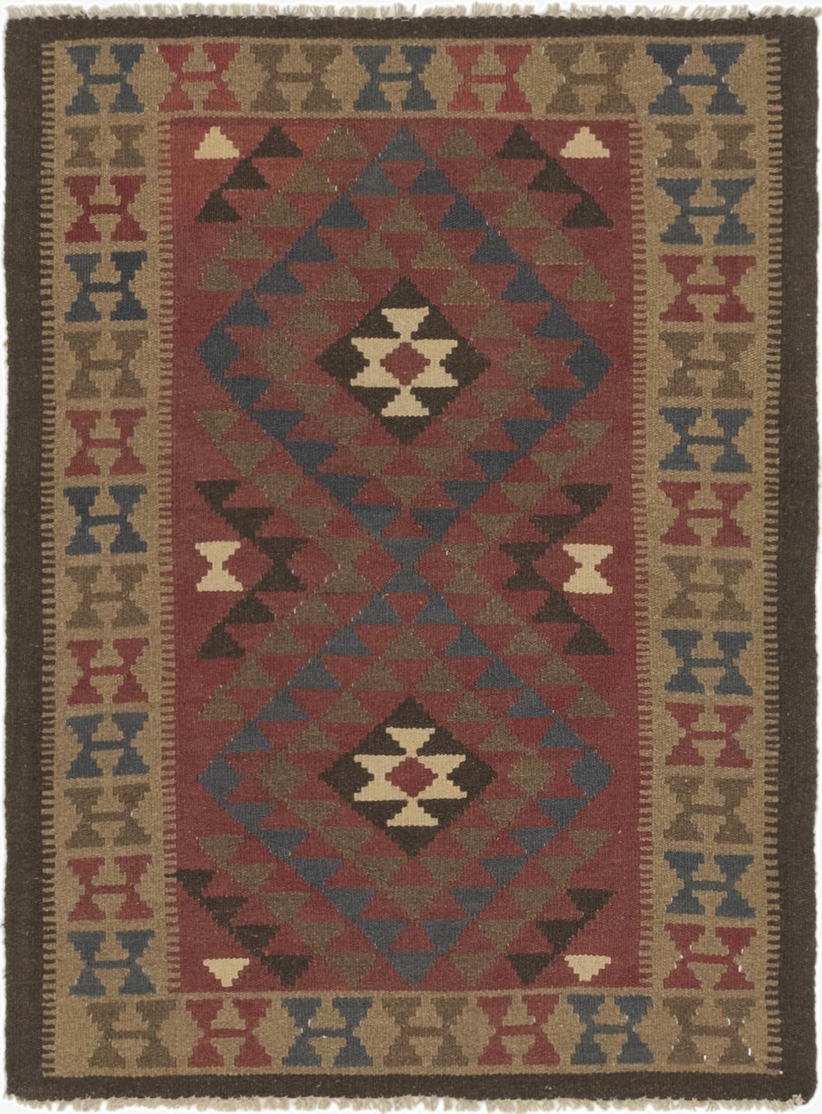 3' 6 x 4' 8  Hand Woven Kilim Maymana Wool Rug