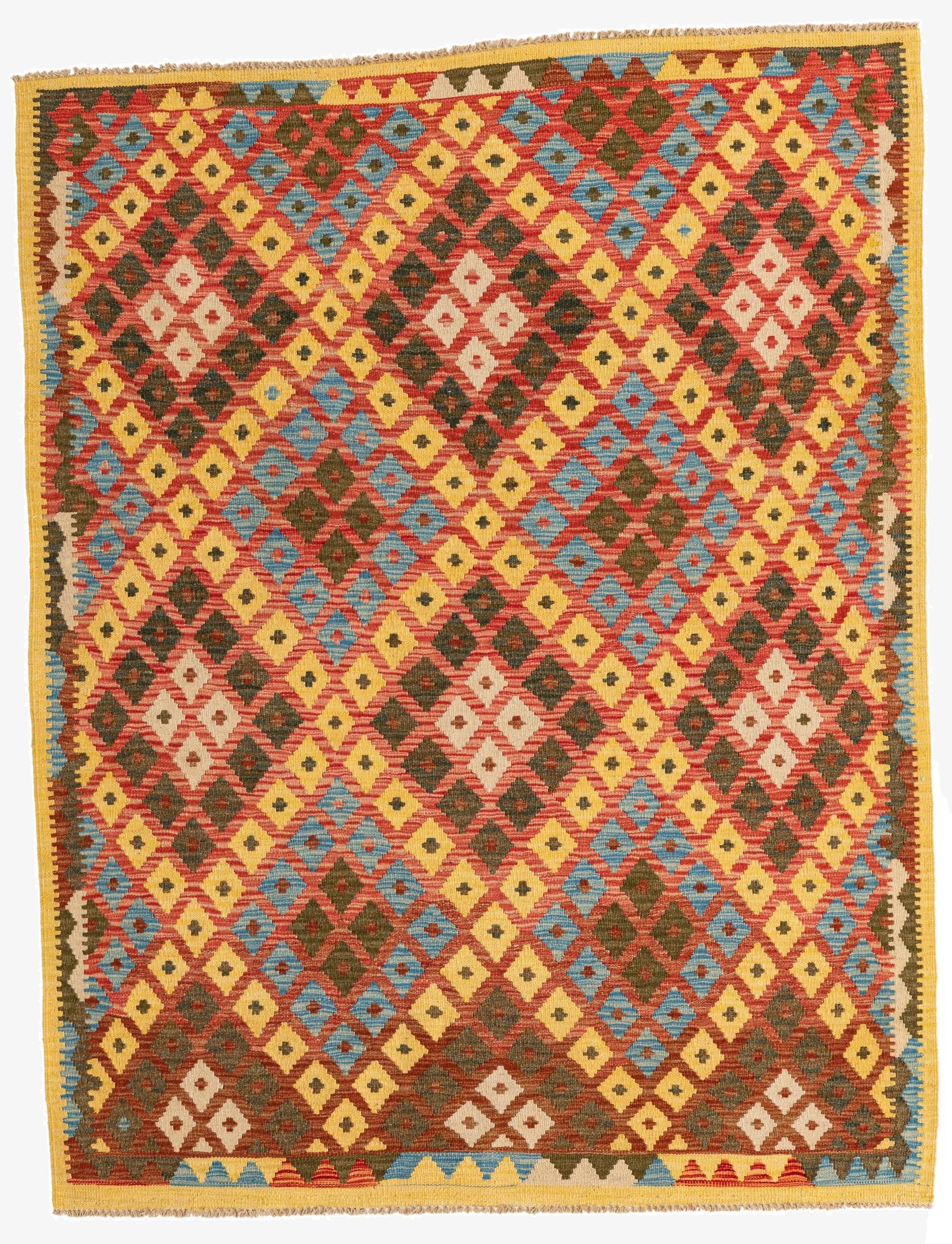 5' x 6' 4  Hand Woven Kilim Maymana Wool Rug