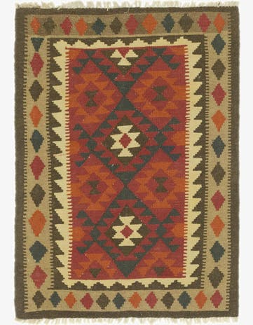 3' 5 x 4' 10 Hand Woven Kilim Maymana Wool Rug