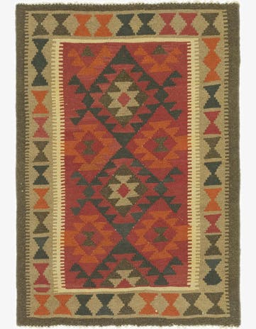 3' 5 x 4' 10 Hand Woven Kilim Maymana Wool Rug