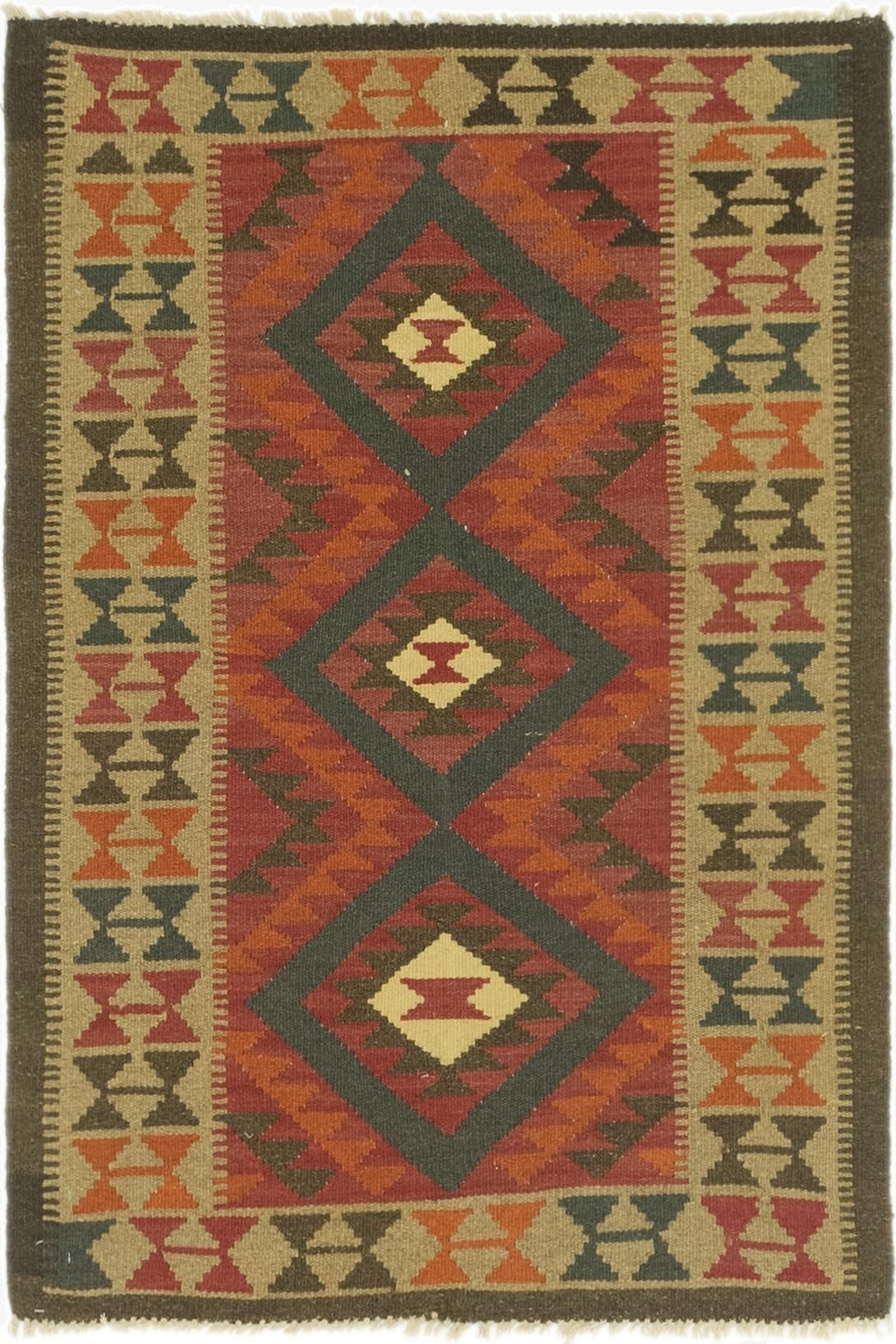 3' 3 x 4' 10  Hand Woven Kilim Maymana Wool Rug