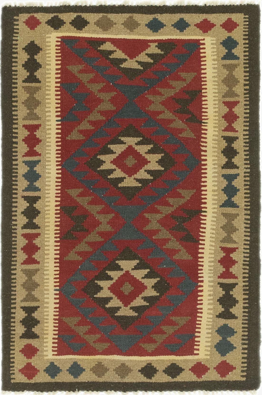 3' 4 x 5'  Hand Woven Kilim Maymana Wool Rug