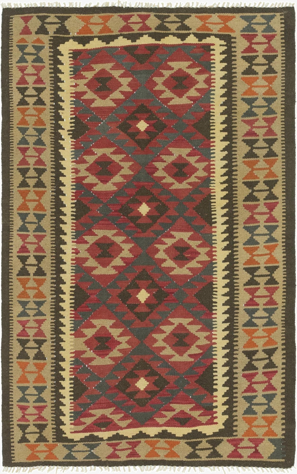 5' x 8' 2  Hand Woven Kilim Maymana Wool Rug