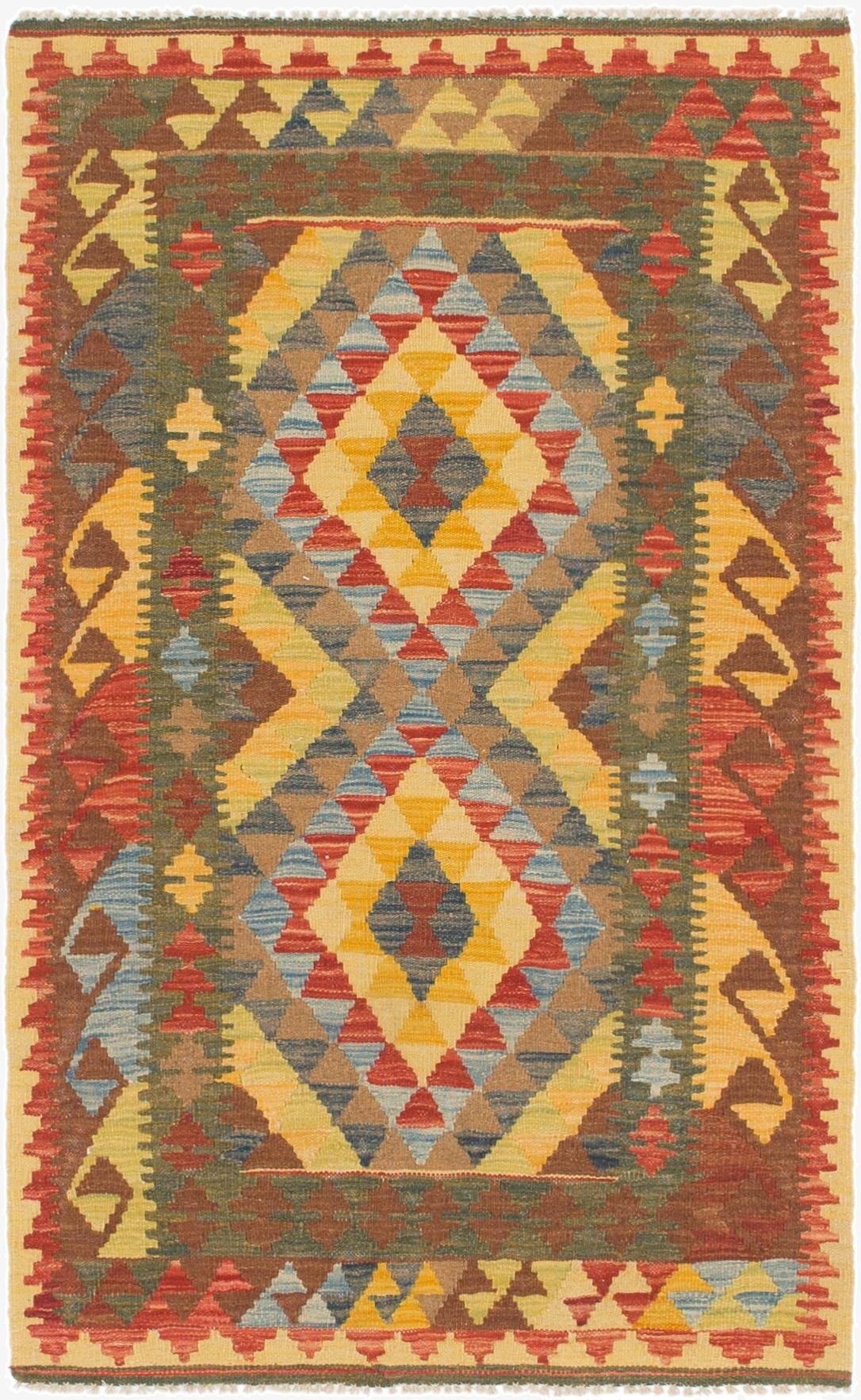 3' 2 x 5'  Hand Woven Kilim Maymana Wool Rug