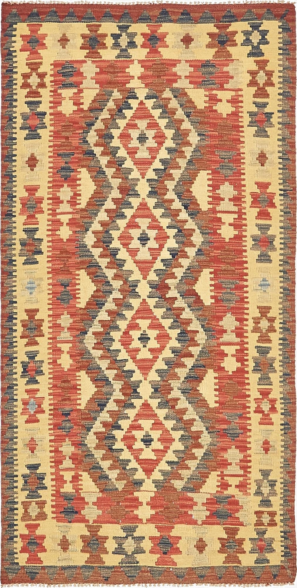 3' 3 x 6' 5  Hand Woven Kilim Maymana Wool Rug