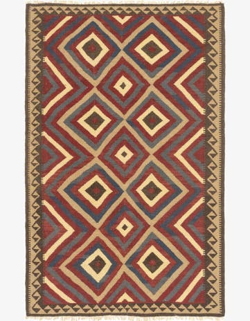 5' 2 x 8' 2 Hand Woven Kilim Maymana Wool Rug